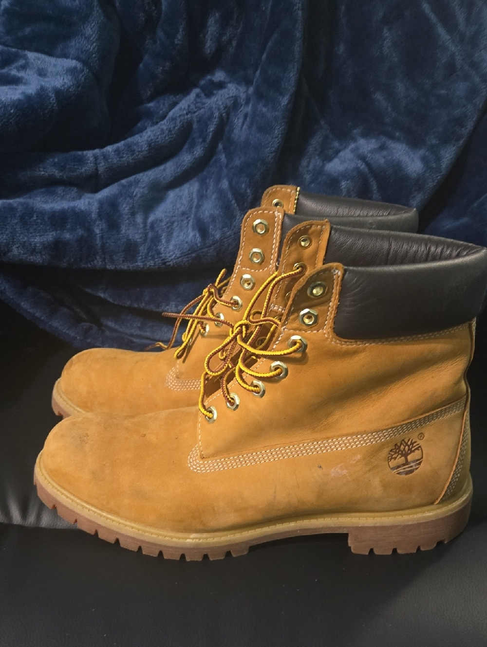 Timberland Wheat Nubuck Work Boots with Black Collar